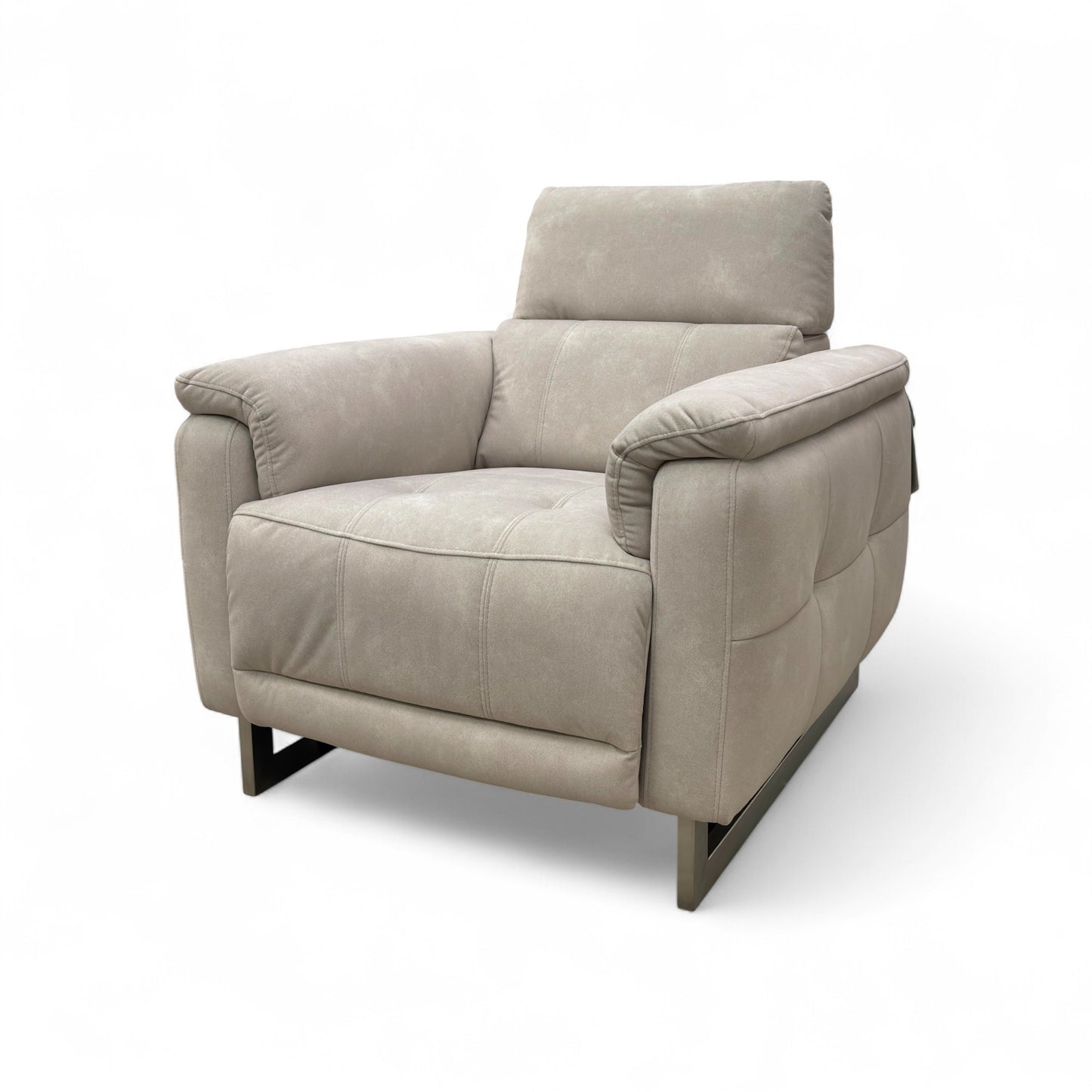 'Moet' 43501 Dexter Ivory Fabric Power Recliner Chair with Telescopic Headrest