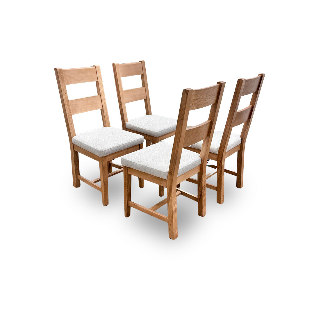 ‘Augusta’ Oak Slatted Back Dining Chairs - Set of 4