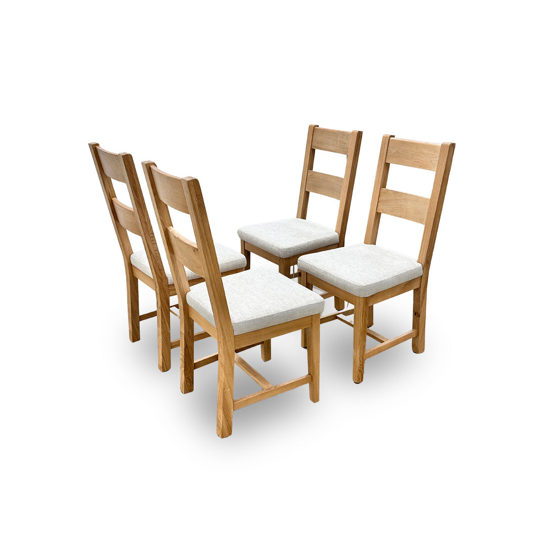 ‘Augusta’ Oak Slatted Back Dining Chairs - Set of 4