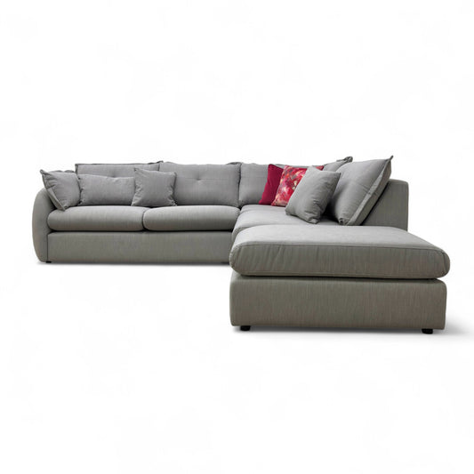 'Portobello' Fossil Waldo Linen Fabric 3 Corner 1 Open End Chaise Sofa