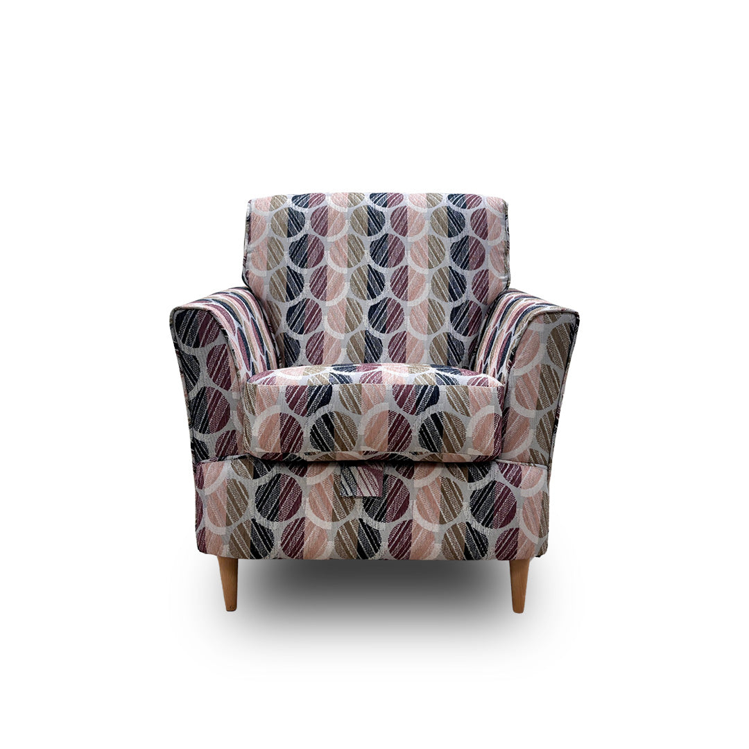 ‘Tenby’ Hive Patterned Autumn Fabric Armchair