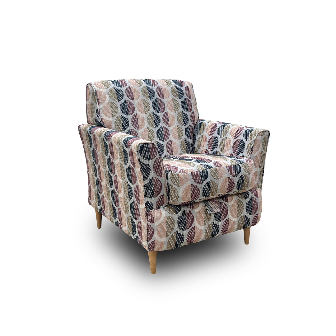 ‘Tenby’ Hive Patterned Autumn Fabric Armchair