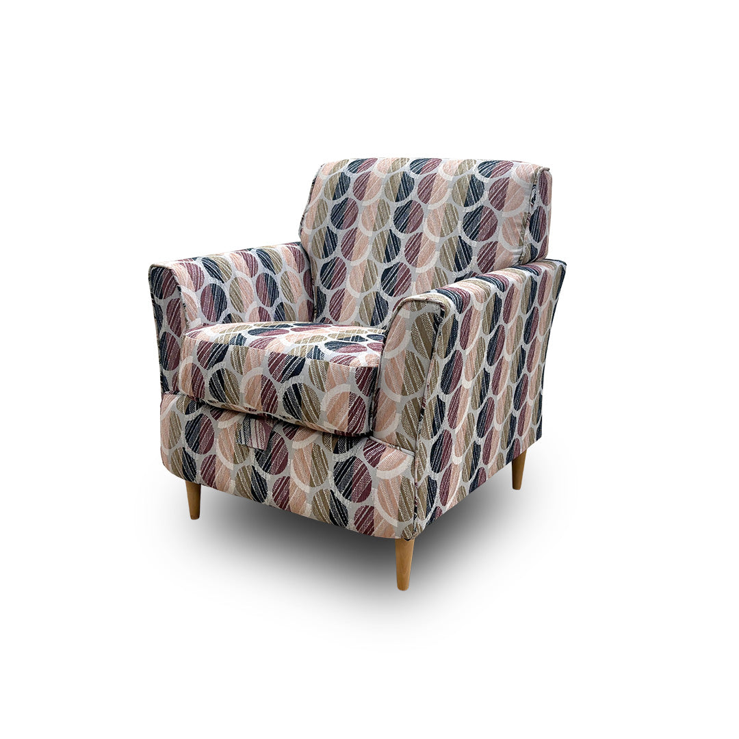 ‘Tenby’ Hive Patterned Autumn Fabric Armchair