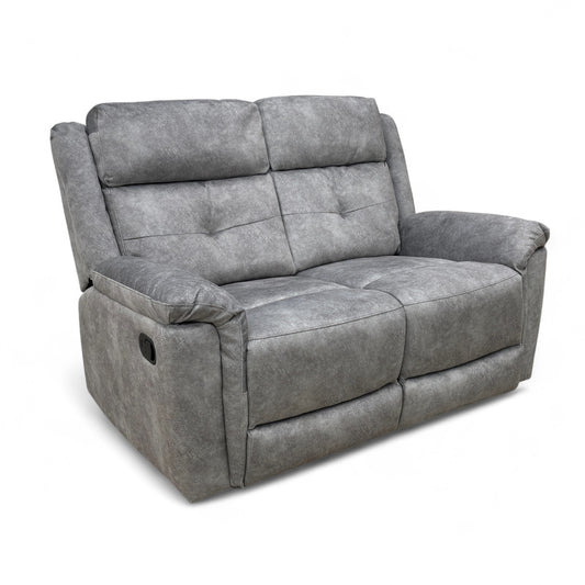 ‘Casimir’ Ashley Grey Marble Velvet Manual Recliner 2 Seater Sofa