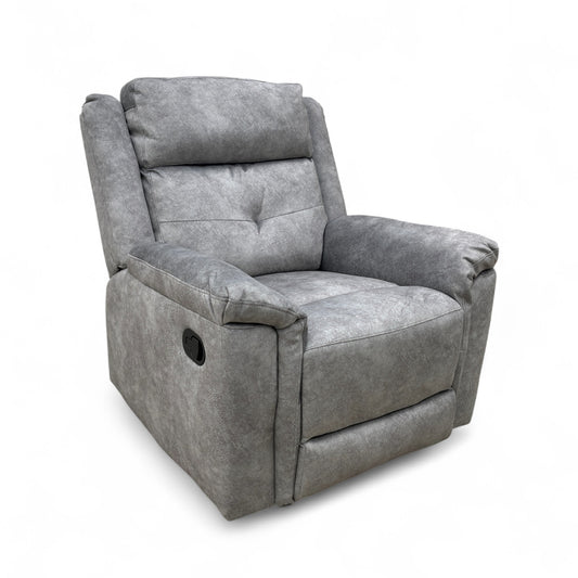 ‘Casimir’ Ashley Grey Marble Velvet Manual Recliner Armchair
