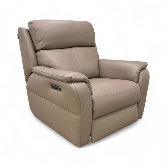 Nicoletti ‘Vito’ Botero Taupe 2152 Leather Power Recliner Chair with Power Headrest and Power Lumbar