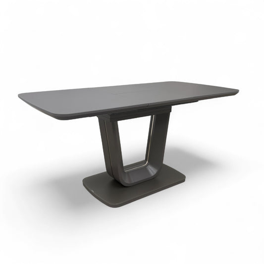 ‘Stockholm' High-gloss Grey Tempered Glass 120cm Extending Dining Table