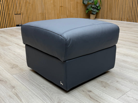 Nicoletti 'Davide' 81 Torello Blu Leather Footstool