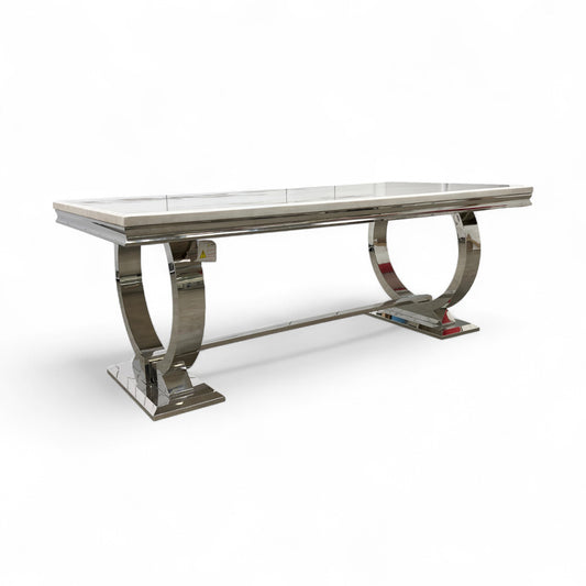 ‘Romance' Cream Marble Top 200cm Dining Table
