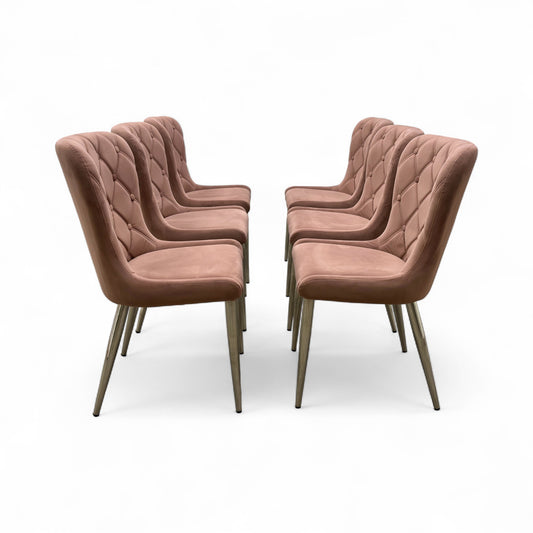 ‘Donnie’ Blush Pink Velvet Dining Chair - Set of 6
