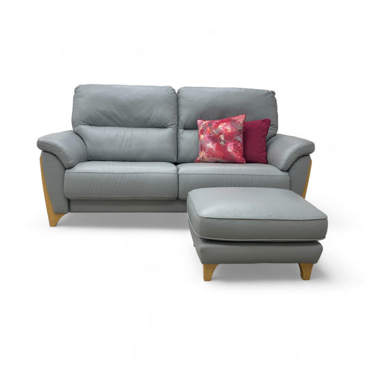 Ercol ‘Enna’ L956 Leather Large Sofa + Footstool