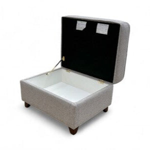 ‘Cory’ Dallas Silver Fabric Storage Footstool