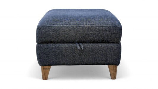 ‘Marina’ Denim Blue Fabric Small Storage Footstool