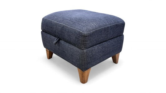 ‘Marina’ Denim Blue Fabric Small Storage Footstool