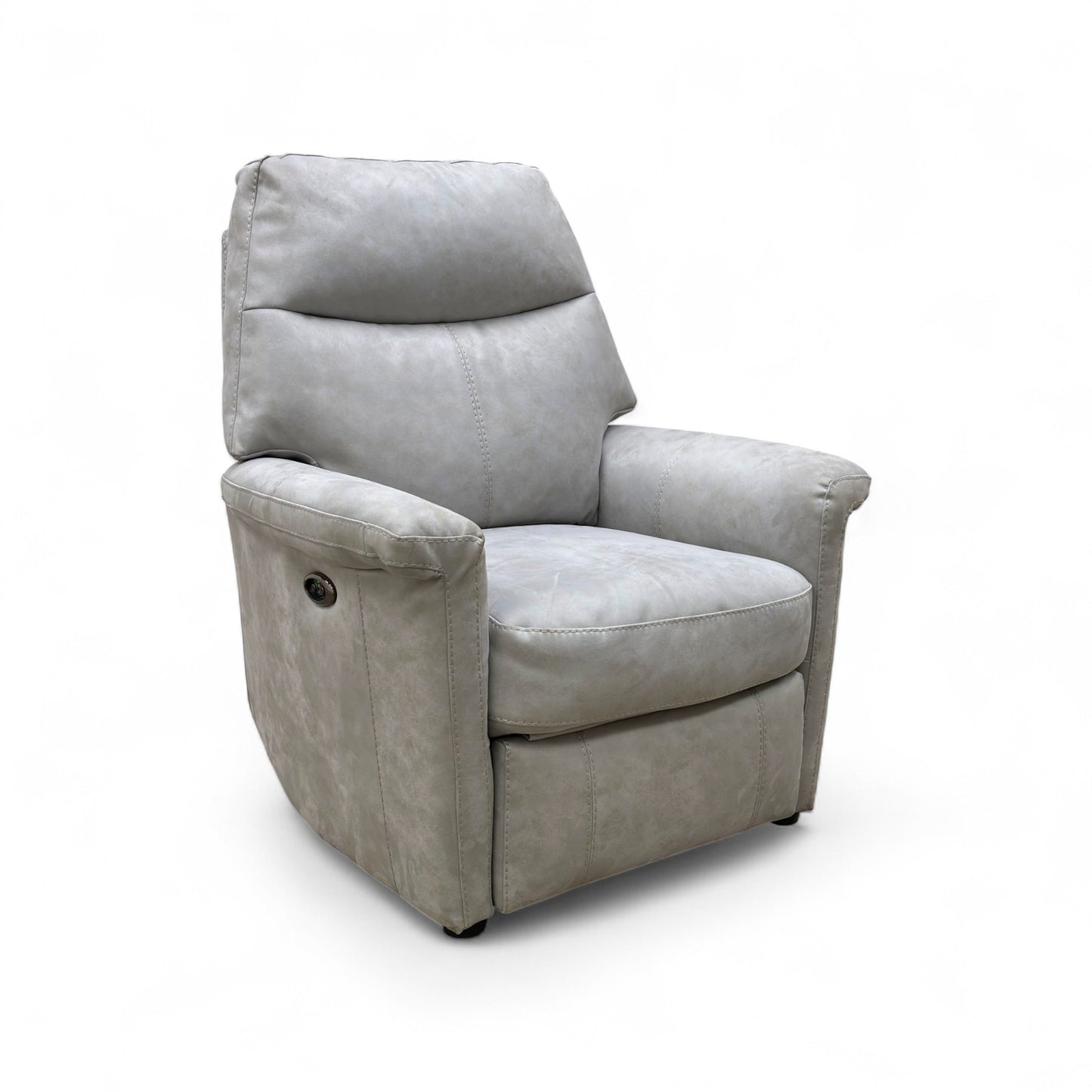 Compact Collection ‘Lille’ Bluish Grey Suede Rocker Swivel Chair with Power Recliner