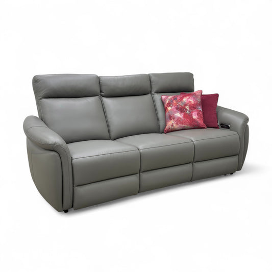 ‘Dublin’ Natural Ash La-4825 Leather 3 Seater Power Recliner with Power Headrest