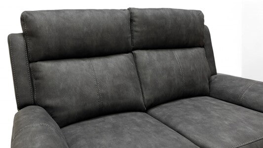 ‘Oscar’ Charcoal Soft Leather Manual Recliner 2 Seater Sofa