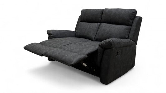 ‘Oscar’ Charcoal Soft Leather Manual Recliner 2 Seater Sofa