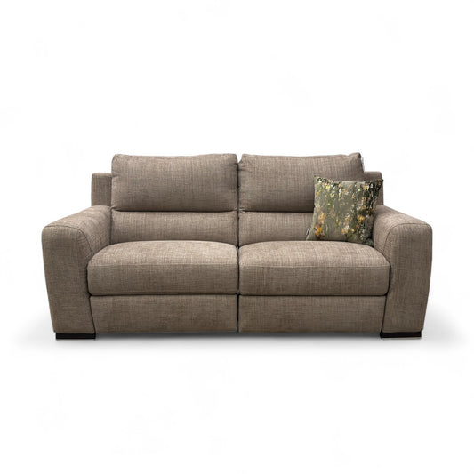 ‘Viali’ River Cappuccino 2 Woven Fabric 3 Seater Power Recliner Sofa