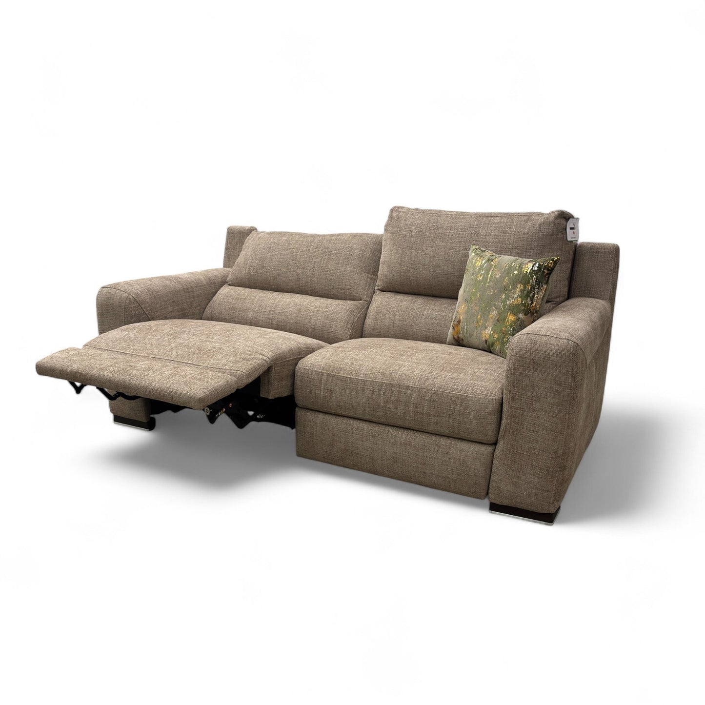 ‘Viali’ River Cappuccino 2 Woven Fabric 3 Seater Power Recliner Sofa