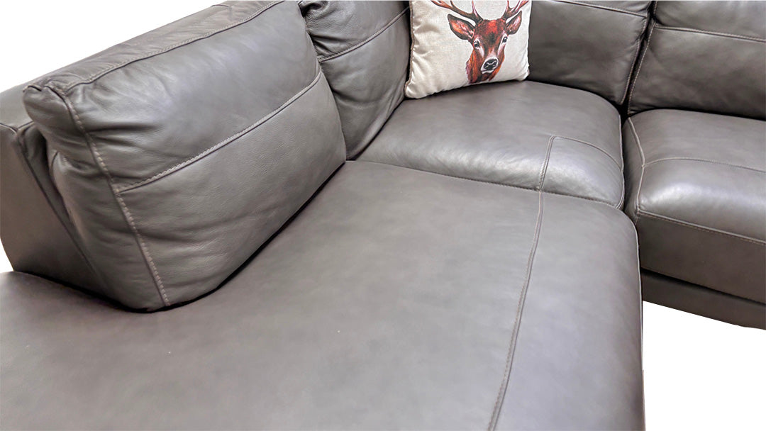 ‘Nuela’ Winter Oak Lisbon Leather Right Hand Facing Arm Open End Corner Sofa