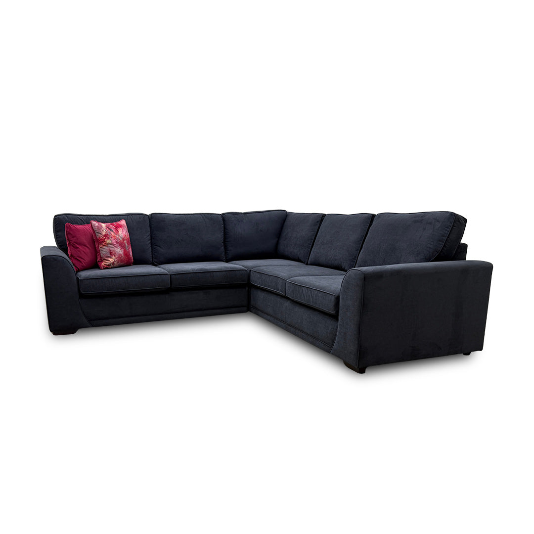 'Orka' Black Plaza Linen 2 Corner 2 Sofa