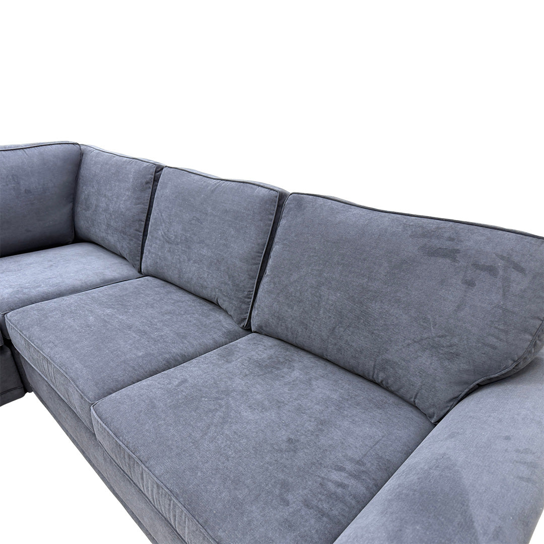'Orka' Black Plaza Linen 2 Corner 2 Sofa