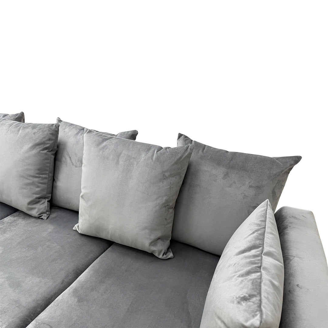 'Plush' Dove Velvet Pillow Back Small Left Hand Facing Chaise End Sofa