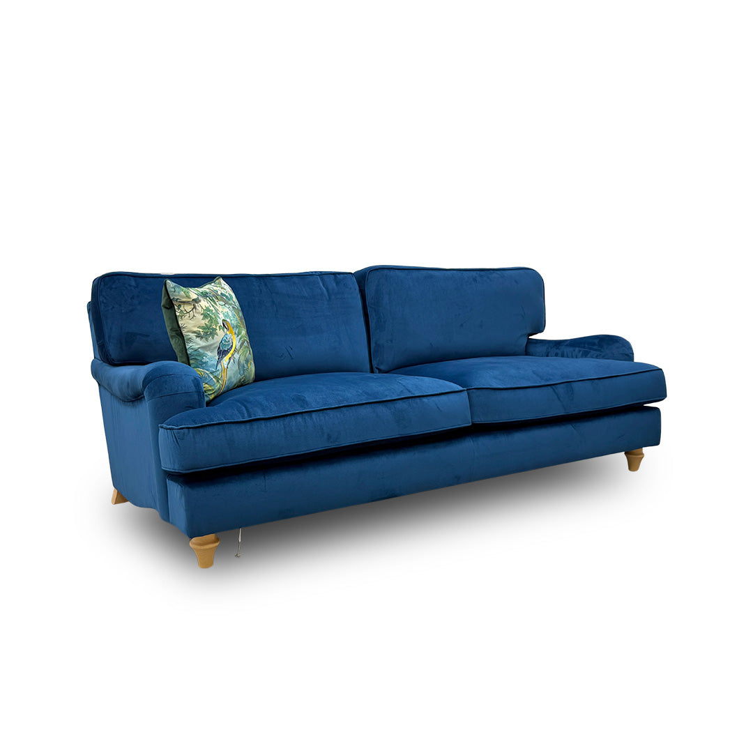 'Jardim' Royal Blue Sensual Velvet 4 Seater Sofa