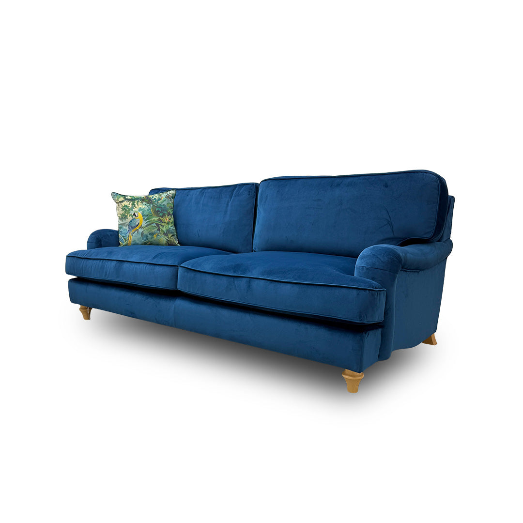 'Jardim' Royal Blue Sensual Velvet 4 Seater Sofa