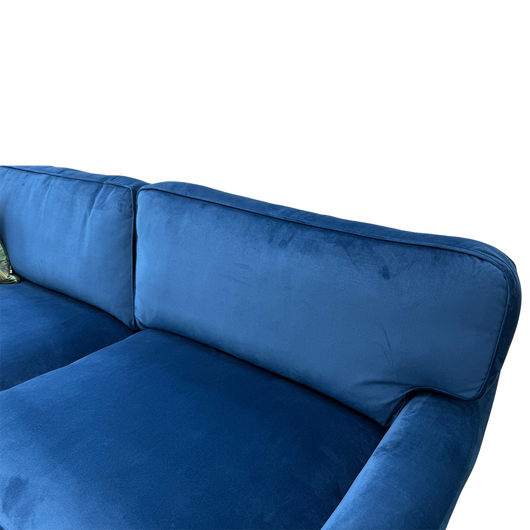 'Jardim' Royal Blue Sensual Velvet 4 Seater Sofa