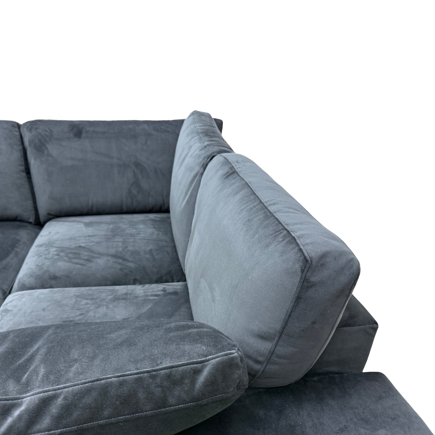 'Euphoria' Black Sensual Velvet Left Hand Facing 2 Seater Corner Sofa