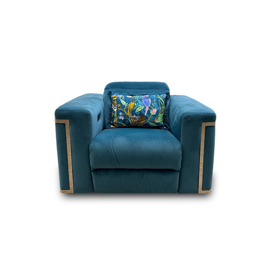 'Cora' Teal Velvet Power Recliner Chair with Power Headrests