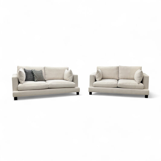 Dwell ‘Lugano’ Ivory Jagger Fabric 3 + 2 Seater Sofa Set