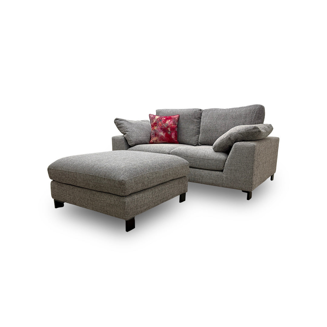 'Euphoria' Mushroom Breeze Plain 2 Seater Sofa + Large Square Footstool
