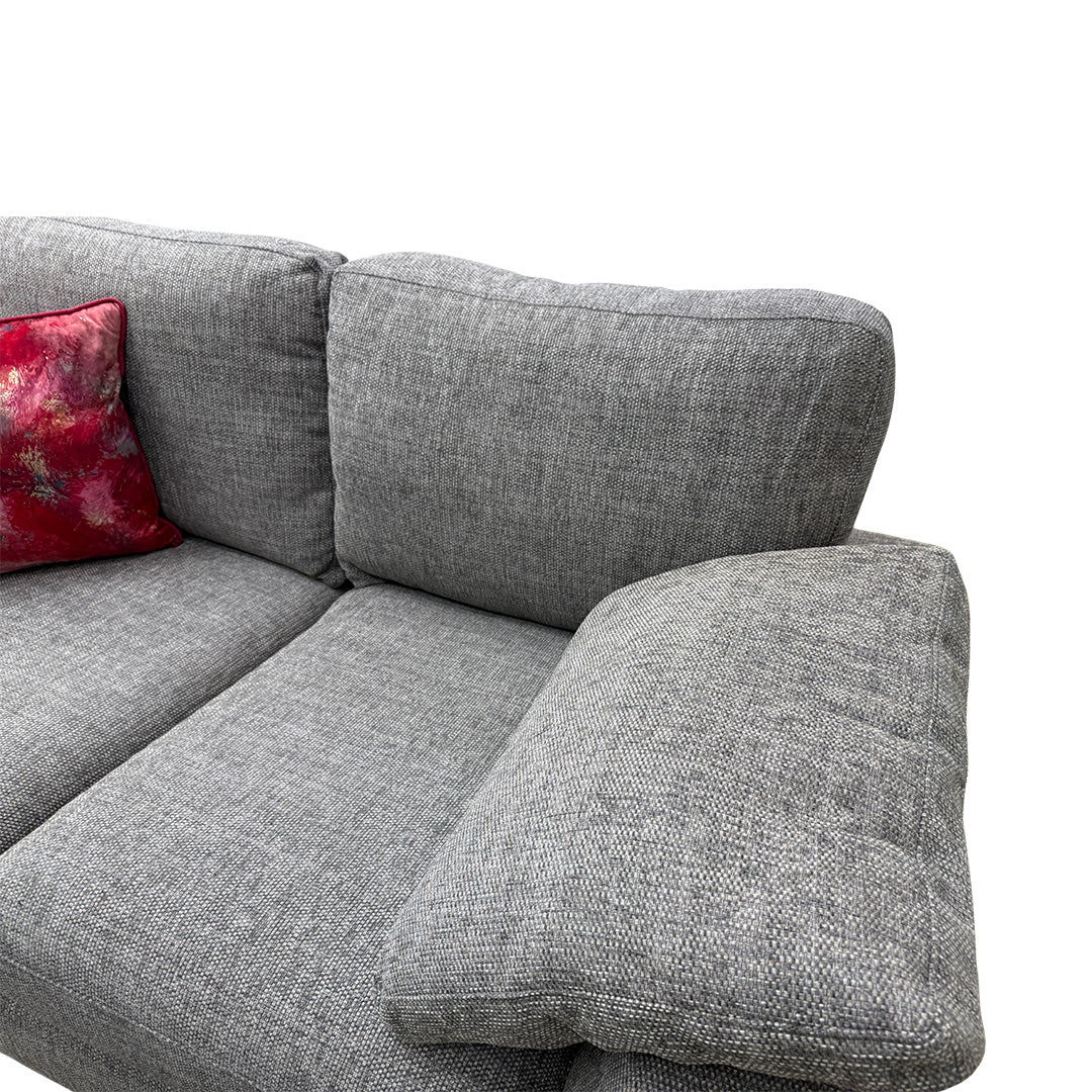 'Euphoria' Mushroom Breeze Plain 2 Seater Sofa + Large Square Footstool