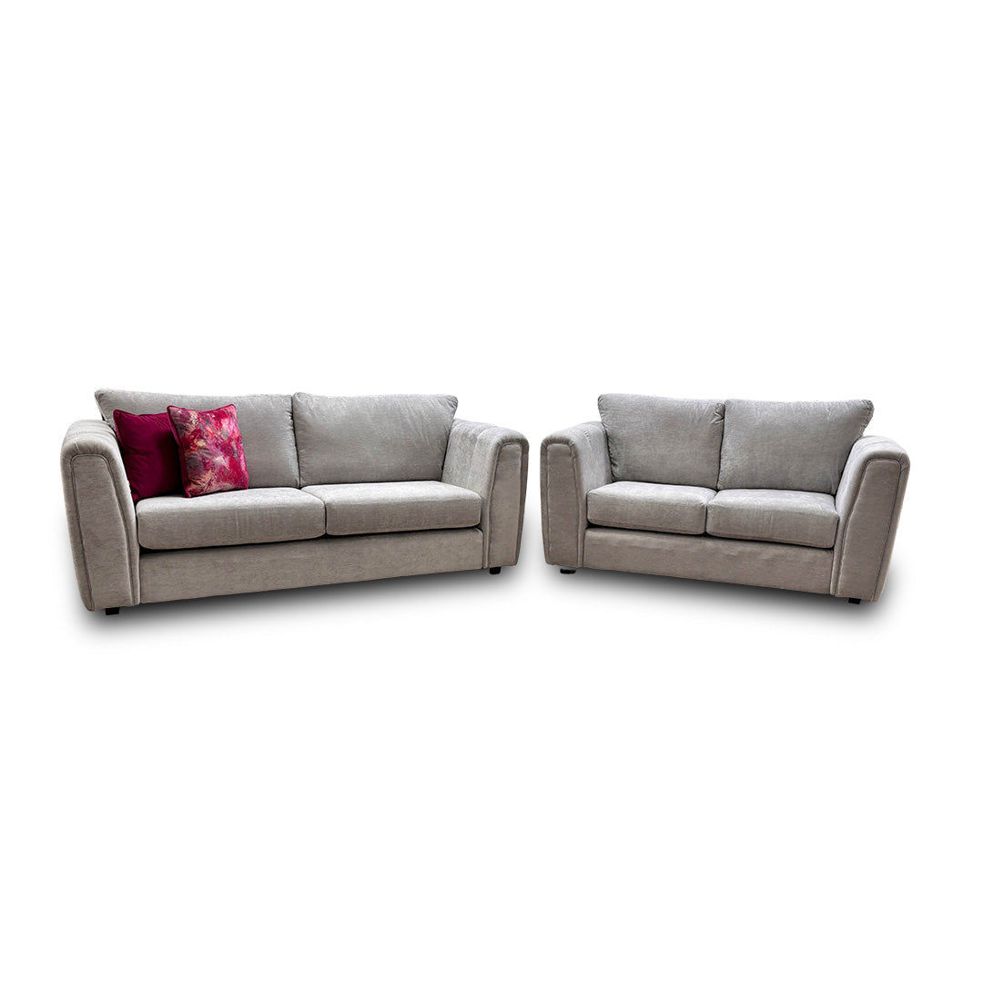 ‘Cloud’ Silver Chenille Fabric 3 + 2 Seater Sofa Set
