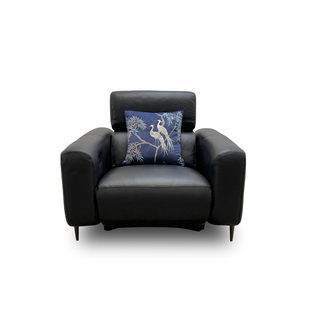 ‘Ezra’ Black Leather Power Recliner Chair with Power Headrests