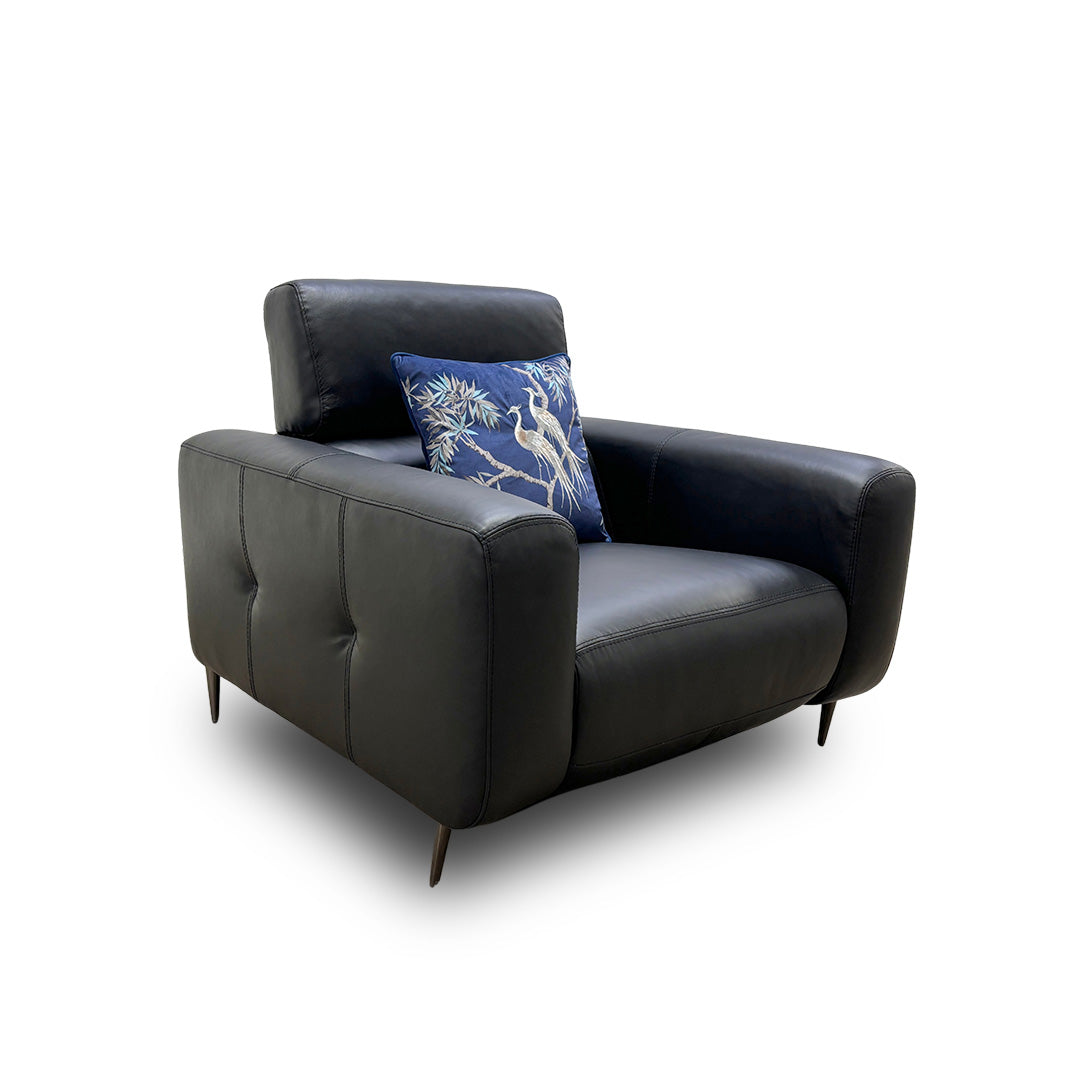 ‘Ezra’ Black Leather Power Recliner Chair with Power Headrests