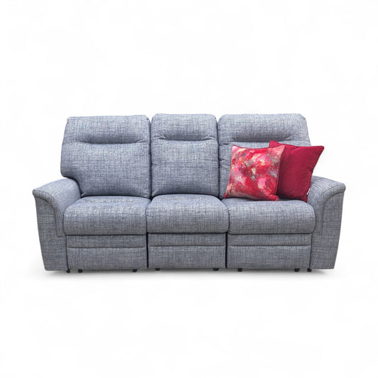 Parker Knoll ‘Hudson 23’ Dash Blue 001497-0080 Tight Weave Fabric 3 Seater Power Recliner Sofa