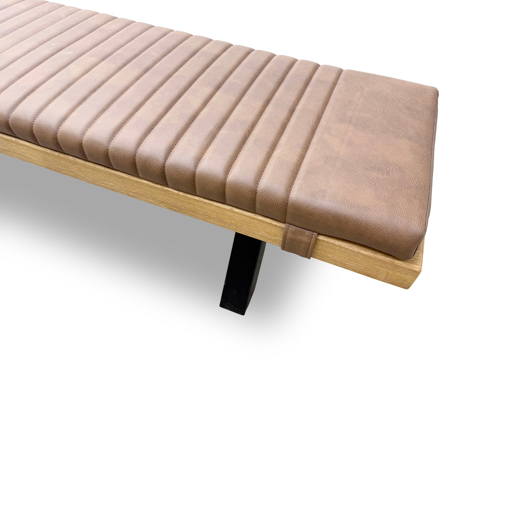 Bodahl 'Terra' 01 Oiled Solid Oak 240cm Dining Bench with Metal X-Shaped Legs + Cognac Bench Pad