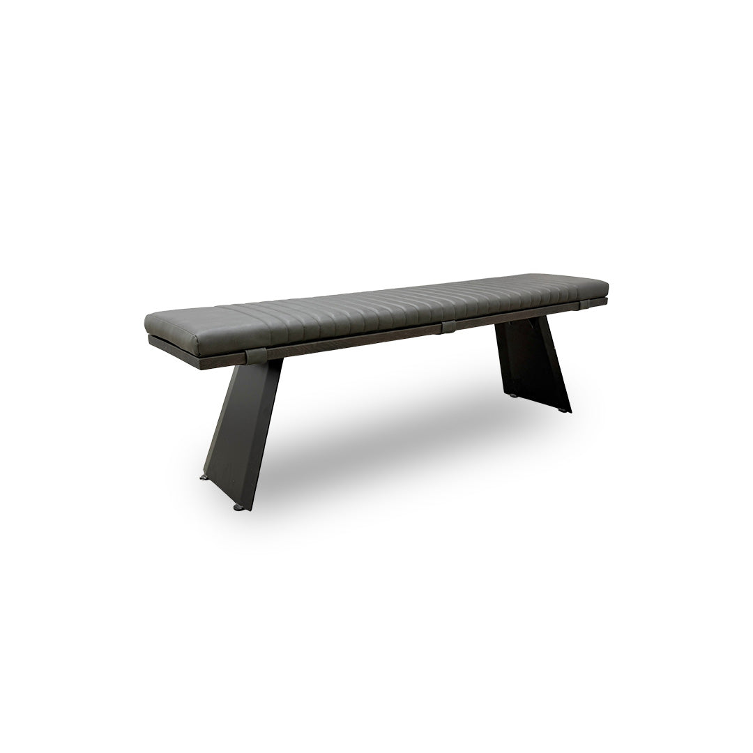 'Lucio' 08 Vintage Grey Solid Oak 160cm Dining Bench with Grey Bench Pad