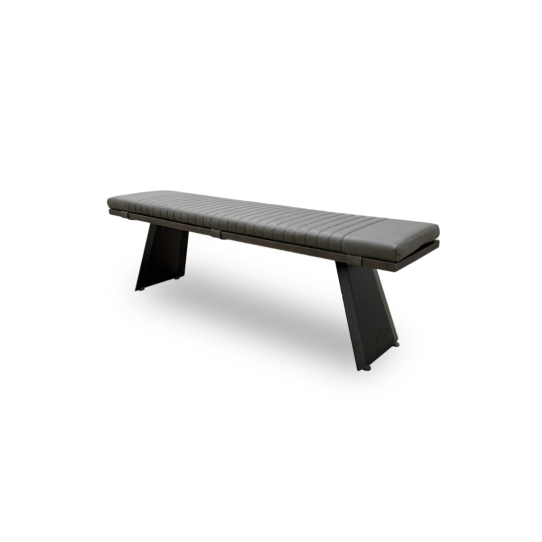 'Lucio' 08 Vintage Grey Solid Oak 160cm Dining Bench with Grey Bench Pad