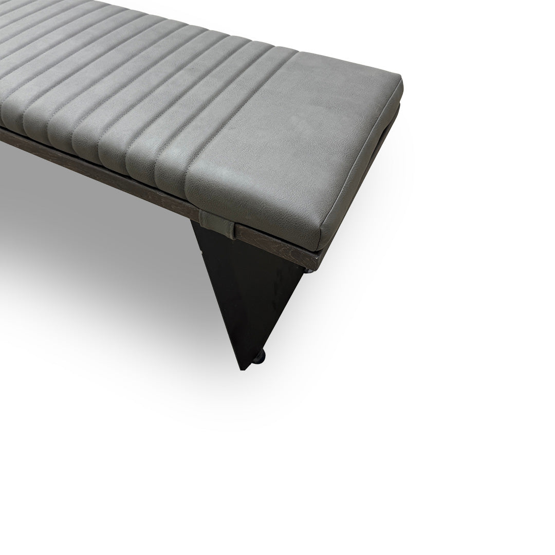 'Lucio' 08 Vintage Grey Solid Oak 160cm Dining Bench with Grey Bench Pad