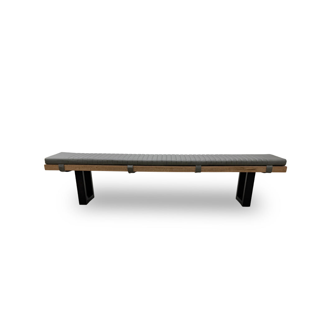 Bodahl 'Terra' 04 Desert Solid Oak 240cm Dining Bench with Metal U-Shaped Legs + Grey Bench Pad