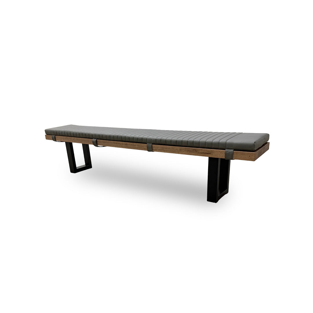 Bodahl 'Terra' 04 Desert Solid Oak 240cm Dining Bench with Metal U-Shaped Legs + Grey Bench Pad