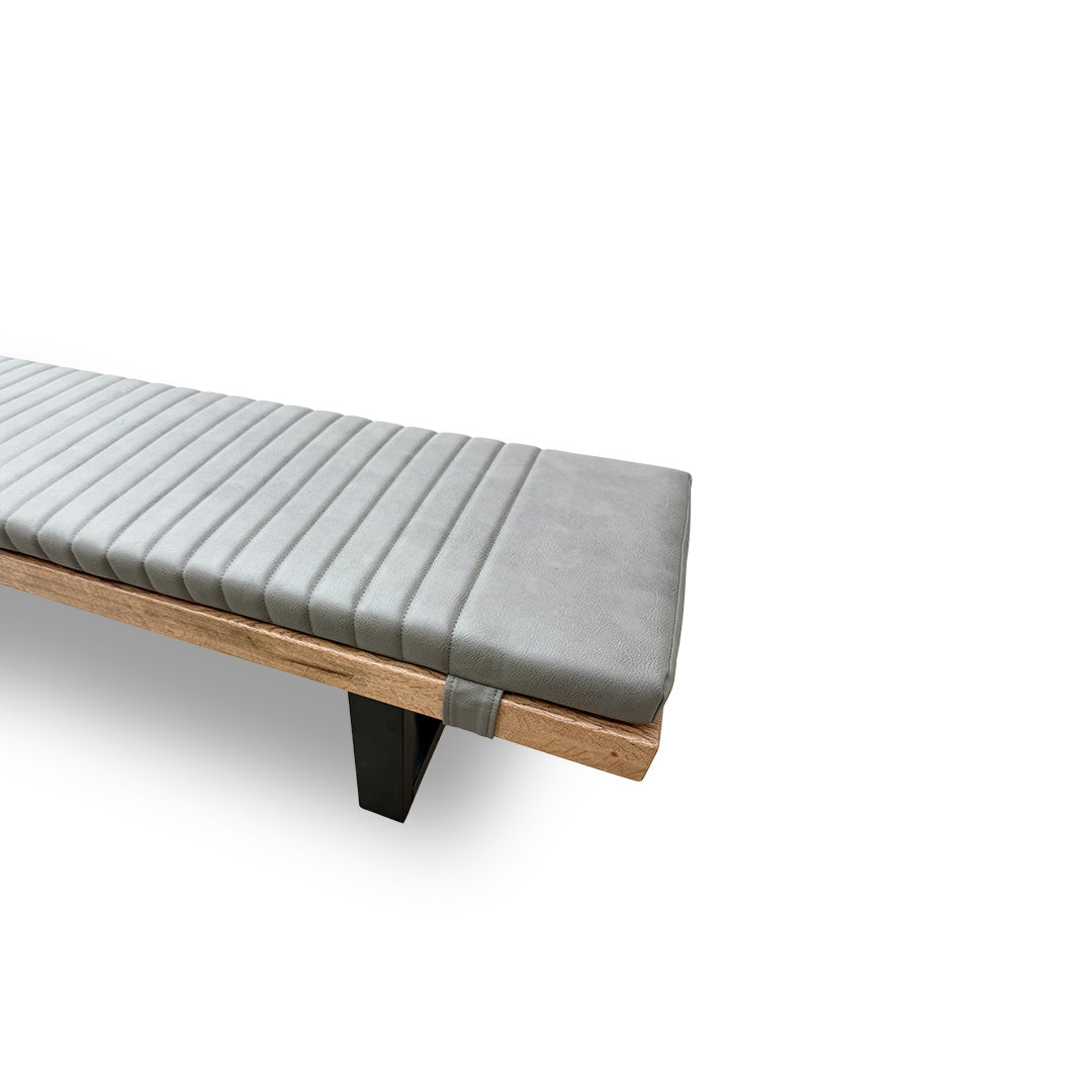 Bodahl 'Terra' 04 Desert Solid Oak 240cm Dining Bench with Metal U-Shaped Legs + Grey Bench Pad