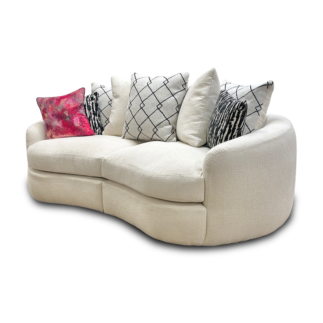 ‘Bow' Ecru Ivory Boucle 3 Seater Sofa