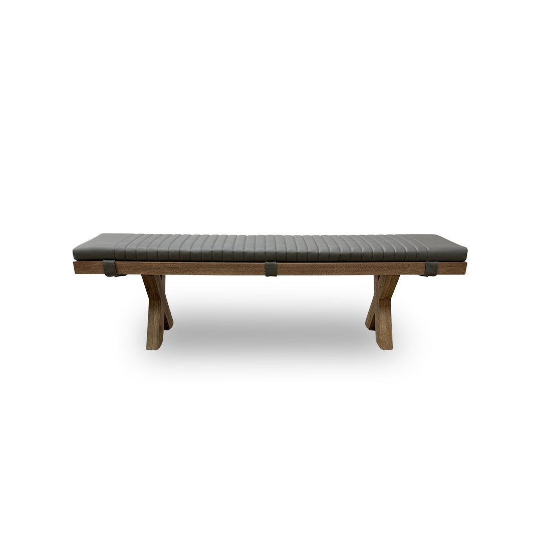 Bodahl 'Terra' 04 Desert Solid Oak 180cm Dining Bench with All Wooden X-Shaped Legs + Grey Bench Pad