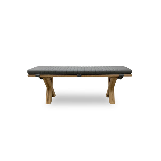 Bodahl 'Loki' 52 Natural Bianca Solid Oak 140cm Dining Bench with All Wooden X-Shaped Legs + Grey Bench Pad